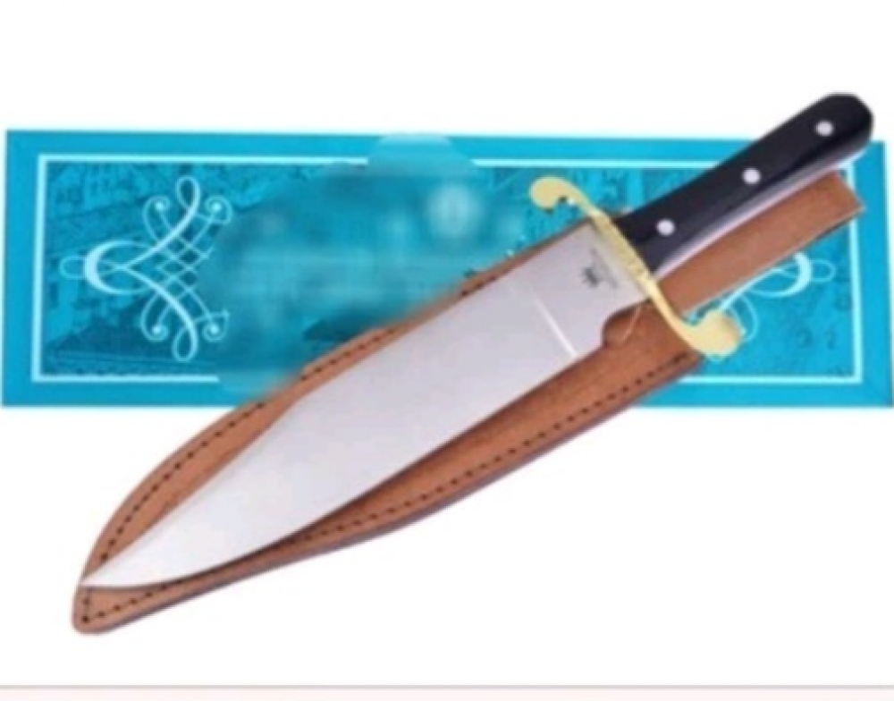 Super Nice Buff Horn Bowie With Leather Sheath New In Box 