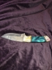 Custom Damascus Fixed Blade – Brass Inlay – Resin Handle – Ornate Mosaic Pin