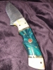 Custom Damascus Fixed Blade – Brass Inlay – Resin Handle – Ornate Mosaic Pin
