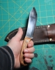 1095 Clip Point Hunter – Oak Handle w/ Brown Leather Sheath
