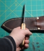 1095 Clip Point Hunter – Oak Handle w/ Brown Leather Sheath