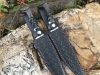 Set Of Railroad Spike Knives w/ “Dragon” Twisted Handle And Black Leather Sheaths