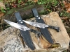 Set Of Railroad Spike Knives w/ “Dragon” Twisted Handle And Black Leather Sheaths