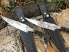 Set Of Railroad Spike Knives w/ “Dragon” Twisted Handle And Black Leather Sheaths