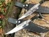Set Of Railroad Spike Knives w/ “Dragon” Twisted Handle And Black Leather Sheaths