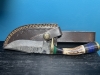 8” CUSTOM HANDMADE DAMASCUS STEEL STAG KNIFE WITH SHEATH