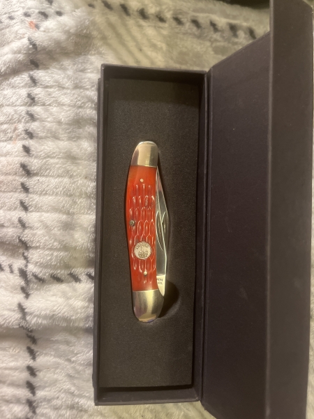 Boker traditional series 2.0 copperhead with the red bone handle