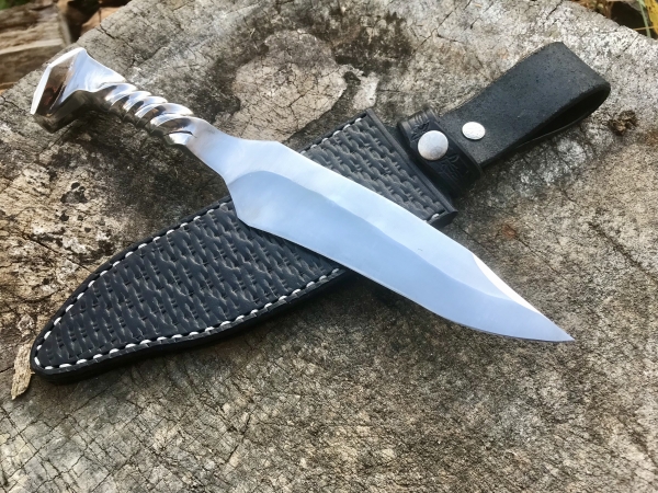 Handmade Railroad Spike Knife With Leather Sheath