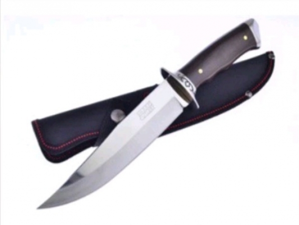 Really Nice Walnut Wood Bowie With Leather Sheath New In Box 