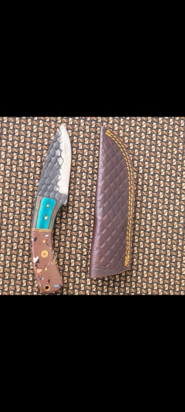 Damascus Steel Fixed Blade Knife w/ Sheath