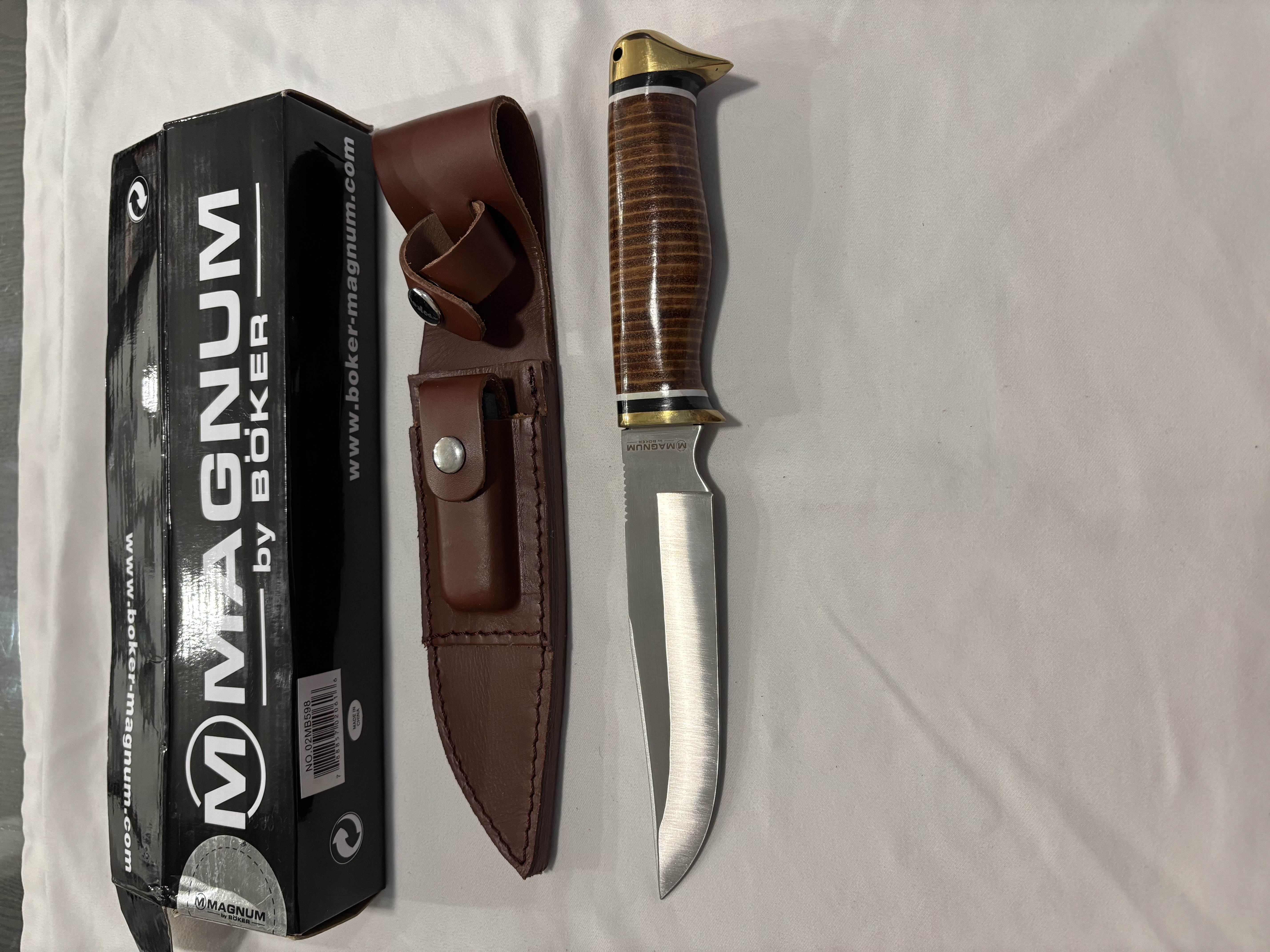 Boker USA Magnum Duck Head 11in Bowie Knife w/ Leather Sheath 02MB598