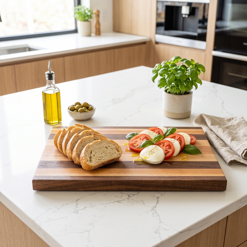 Handmade Multicolour Hardwood Cutting Board – Walnut, Oak, Ash & Cherry