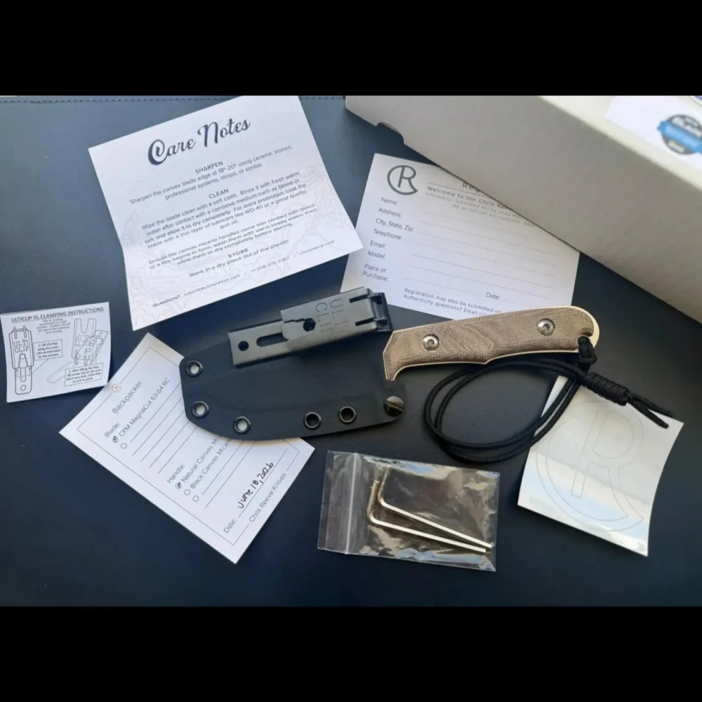 Chris Reeve Backpacker MagnaCut Fixed Blade Knife BPR-1001 Natural Micarta New