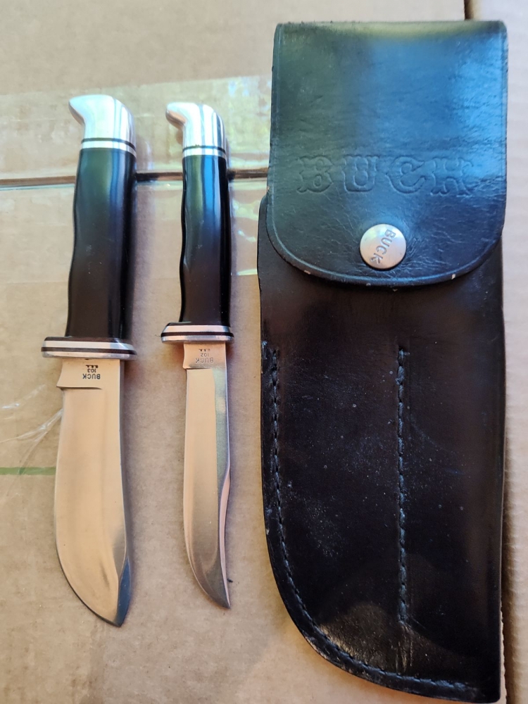Buck 115 sportsman's set, consisting of 103 and 118 hunting knives in double sheath