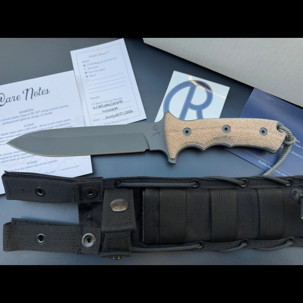 Chris Reeve Green Beret Natural Micarta Black Plain Edge GB7-1013 Knife New