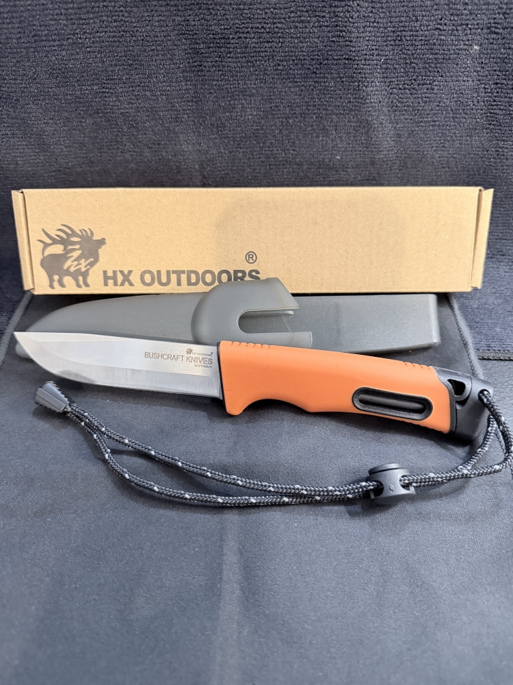 SURVIVAL MASTER 4 Fixed Blade | 3.74\" 5Cr15 Blade | Black PP & Orange TPR Handle | HX OUTDOORS TD-21C