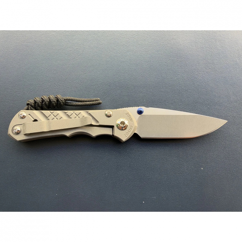Chris Reeve Small Inkosi Crosshatch Drop Point MagnaCut Sandblasted Titanium CRK Knife