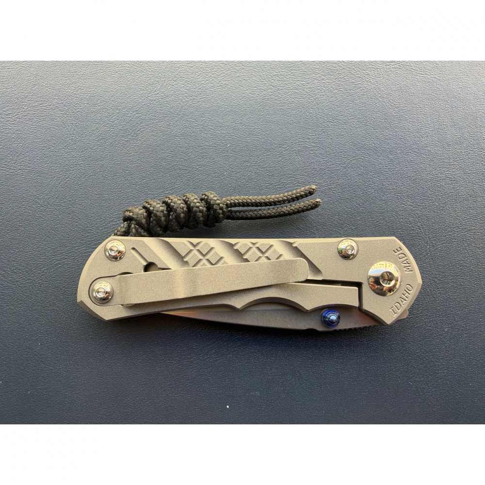 Chris Reeve Small Inkosi Crosshatch Drop Point MagnaCut Sandblasted Titanium CRK Knife