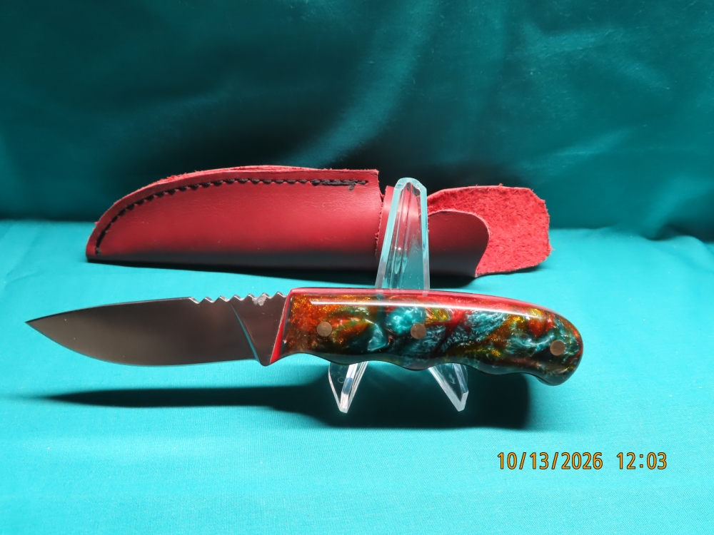 CUSTOM HUNTING/CAMPING KNIFE; One of a kind handle