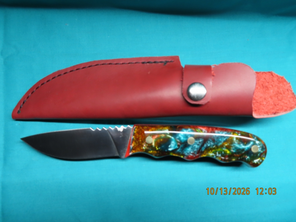 CUSTOM HUNTING/CAMPING KNIFE; One of a kind handle