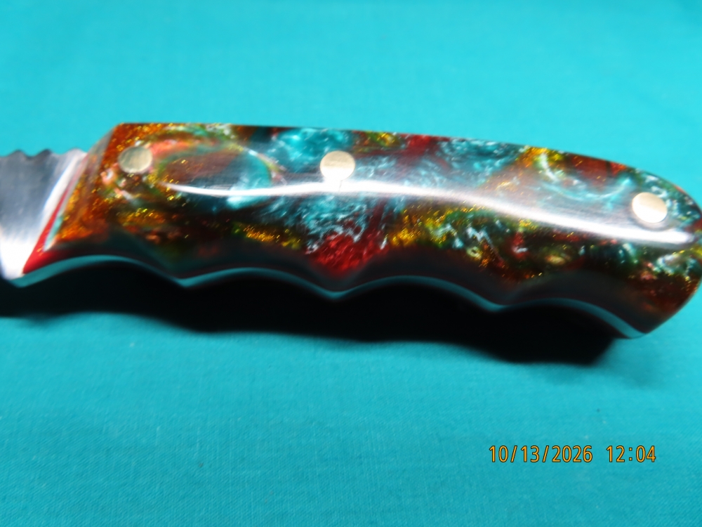 CUSTOM HUNTING/CAMPING KNIFE; One of a kind handle
