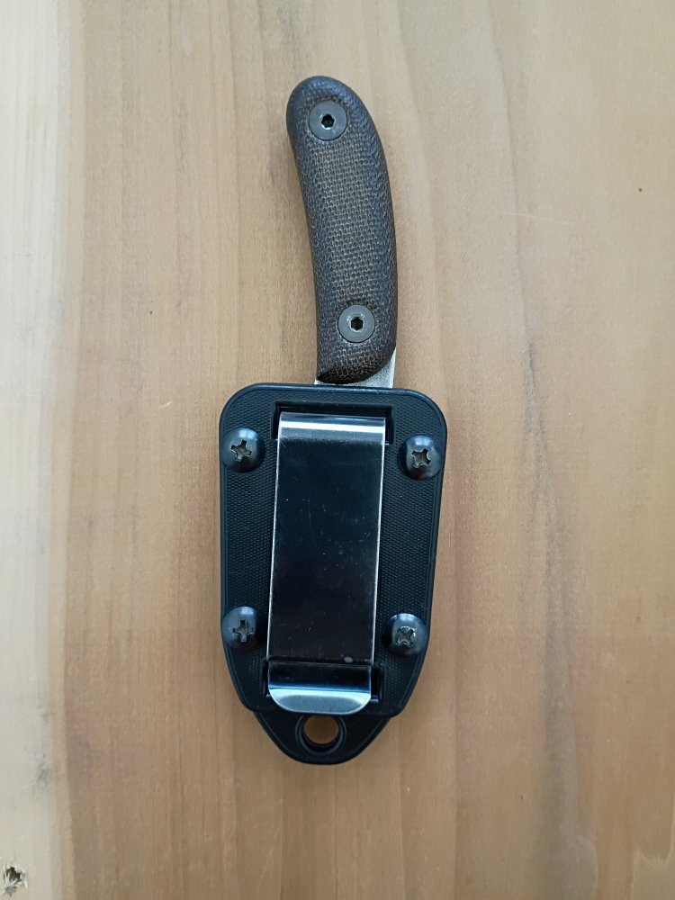 ESEE Candiru with original sheath and micarta handle scales