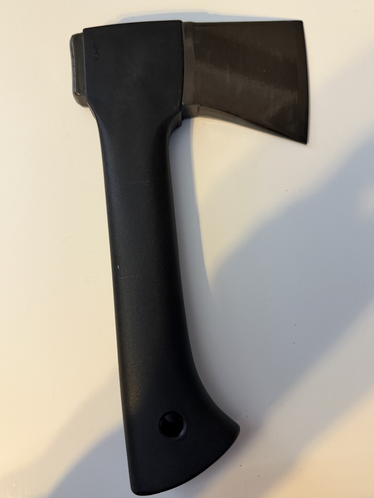 Vintage Gerber Back Paxe Hatchet Fiskars Finland 9\"  Rare first-generation vintage Gerber Back Paxe compact camp hatchet. Forged carbon steel head stamped FISKARS FINLAND; handle reads Gerber Legendary Blades, A Division of Fiskars Inc. 9 inches overall, 