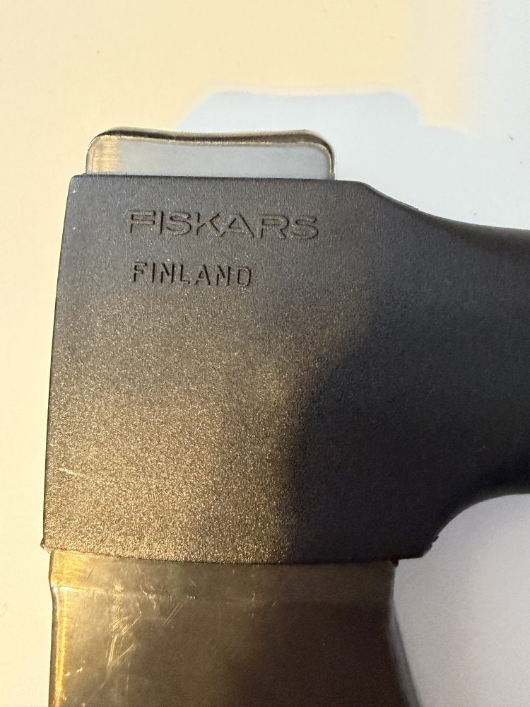 Vintage Gerber Back Paxe Hatchet Fiskars Finland 9\"  Rare first-generation vintage Gerber Back Paxe compact camp hatchet. Forged carbon steel head stamped FISKARS FINLAND; handle reads Gerber Legendary Blades, A Division of Fiskars Inc. 9 inches overall, 
