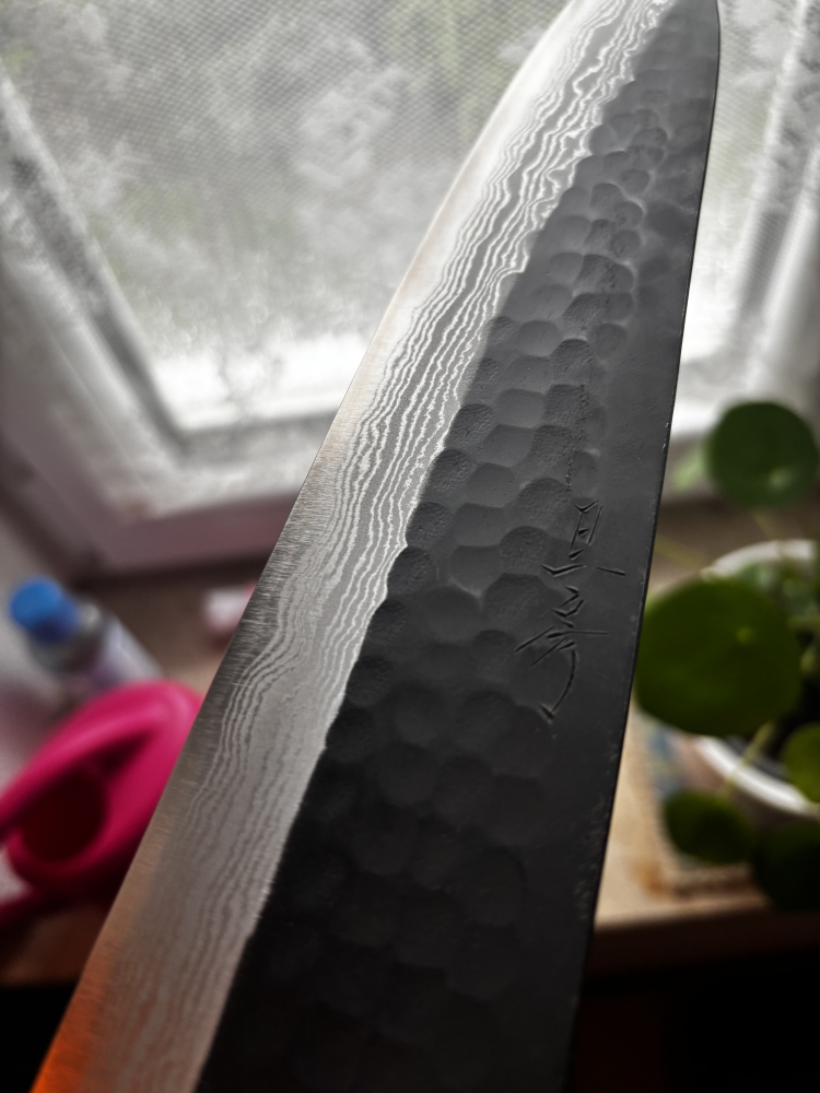 Nao Yamamoto Gyuto 240 mm – Aogami Super, Damascus, Kurouchi & Tsuchime