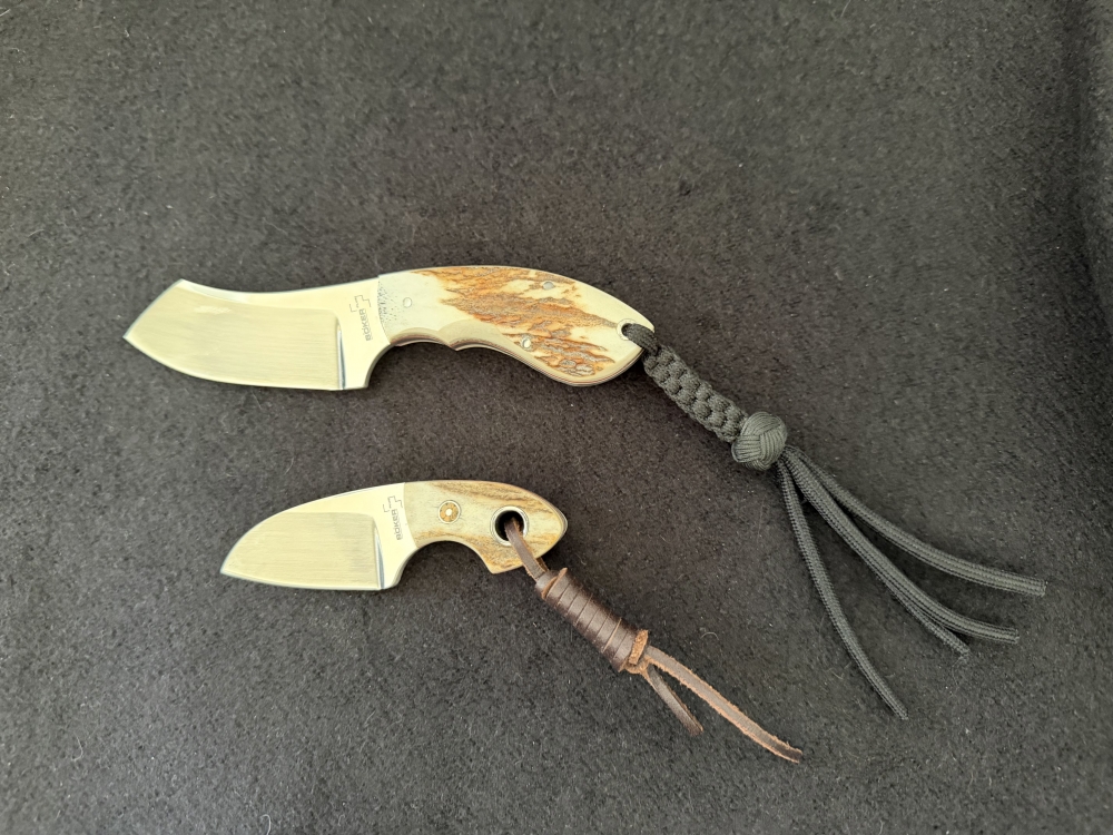 Böker Plus Knives Matched Pair - Fixed Blade Rhino Stag & Gnome Stag Combo 