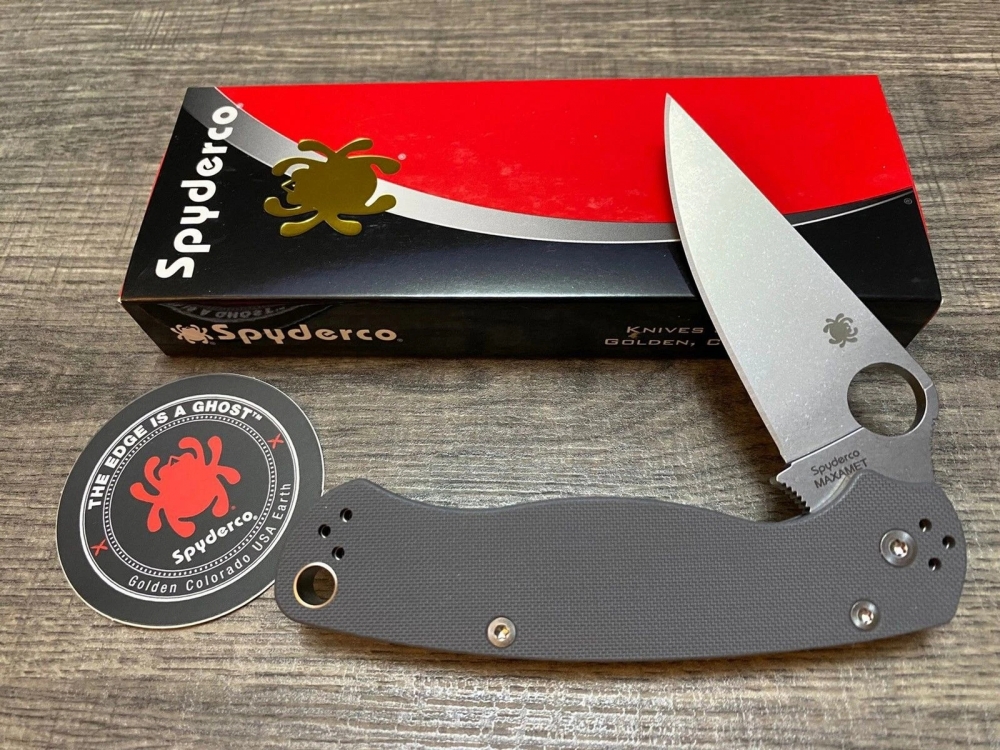 Spyderco Paramilitary 2 Folding Knife, Maxamet Steel Blade, G10 Handle C81GPDGY2
