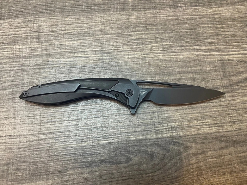 Kubey Velocé Frame Lock Folding Knife, Black Titanium Handles KB171C