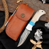 Copper Damascus Pocket Knife Turquoise Stone & Camel Bone Handle Handmade Folding Knife