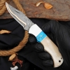 Copper Damascus Pocket Knife Turquoise Stone & Camel Bone Handle Handmade Folding Knife