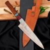 Hand Forged Copper Chef Knife - 440C Steel Kitchen Knife With Rosewood Handle & Leather Sheath