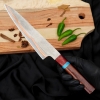 Hand Forged Copper Chef Knife - 440C Steel Kitchen Knife With Rosewood Handle & Leather Sheath