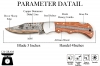 Hand Forged Copper Damascus Pocket Knife African, Wood Handle Folding Knife With Sheath