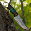 Copper Damascus Cowboy Knife and Sheath, Handmade 4 Copper Layer Skinner Knife