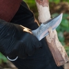 Copper Damascus Cowboy Knife and Sheath, Handmade 4 Copper Layer Skinner Knife
