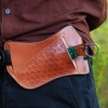 Copper Damascus Cowboy Knife and Sheath, Handmade 4 Copper Layer Skinner Knife