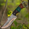 Copper Damascus Cowboy Knife and Sheath, Handmade 4 Copper Layer Skinner Knife