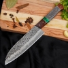Hand Forged 440C Stainless Steel Chef Knife Rosewood, Resin & Malachite Handle Kitchen Cooking BBQ Knife