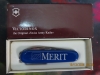 NIB, VICTORINOX SWISS ARMY KNIFE OFFICIER SUISSE, BLUE, ADVERTISING MERIT SWITZERLAND