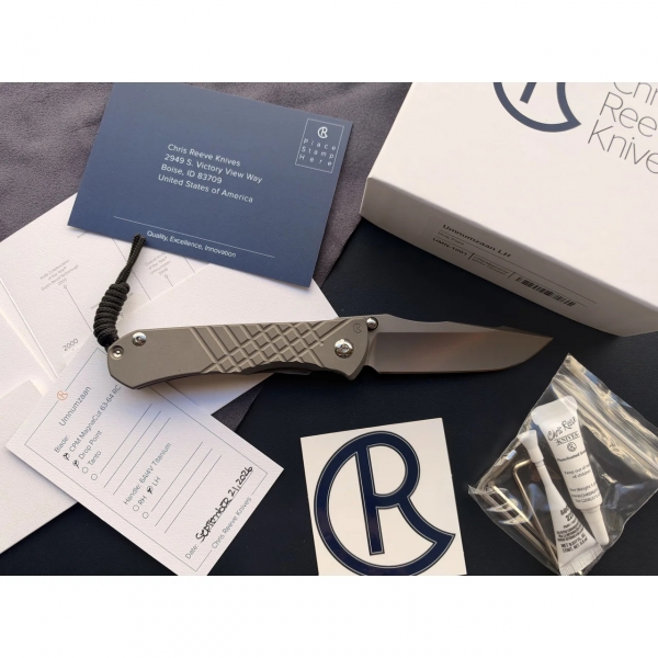 Chris Reeve Umnumzaan LEFT HAND Drop Point MagnaCut Sandblasted Titanium CRK Knife LH
