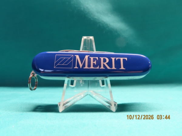 NIB, VICTORINOX SWISS ARMY KNIFE OFFICIER SUISSE, BLUE, ADVERTISING MERIT SWITZERLAND