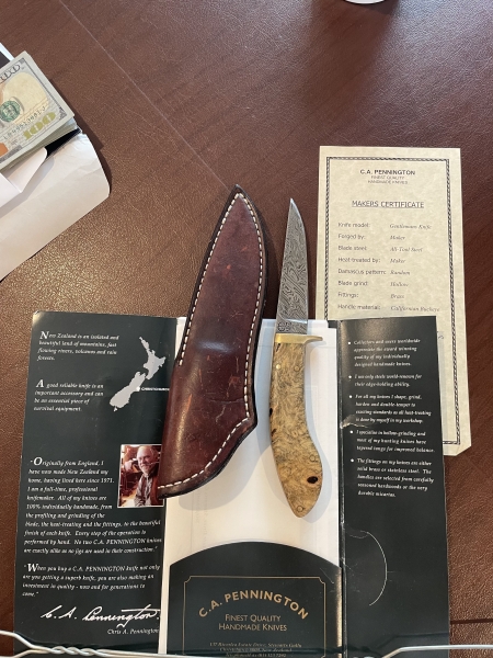 C.A. Pennington handmade Damascus gentleman’s knife