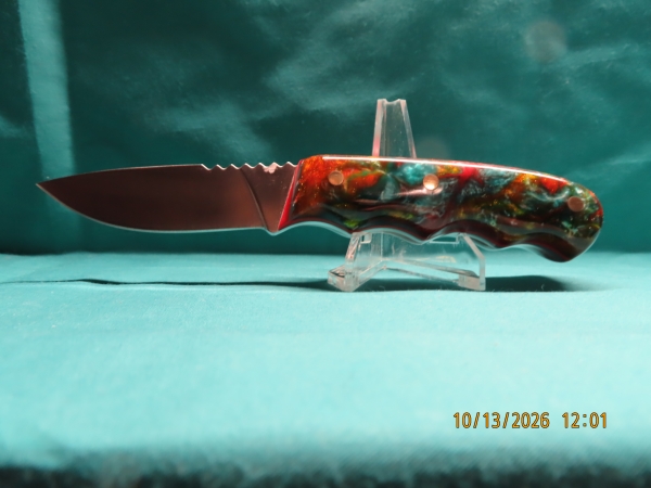 CUSTOM HUNTING/CAMPING KNIFE; One of a kind handle