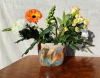 Oval vase - peach & cornflower