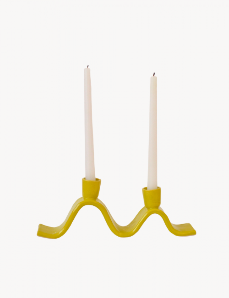 Small Wavy Candelabra - Chartreuse