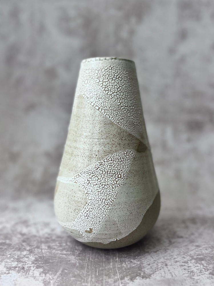 White textured vase